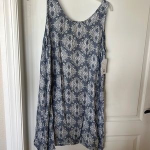 NWT Island Beach gray and white tank dress/beach, cover-up, size large